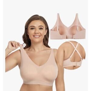 PRETTYWELL Women's Molded Cup Sports Bra Cross‎ Back Wirefree Comfort Sport XXXL
